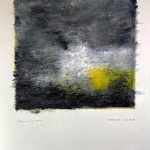 Abstract painting with dark and light colors.