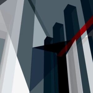 Abstract geometric shapes with dark and light tones.