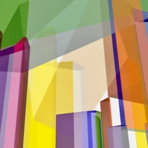 Colorful abstract geometric shapes overlapping.