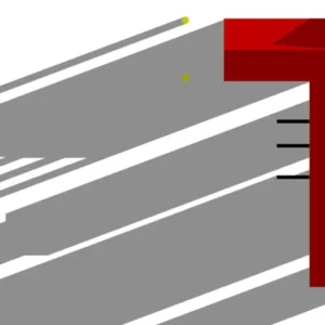 Abstract red and gray geometric design.