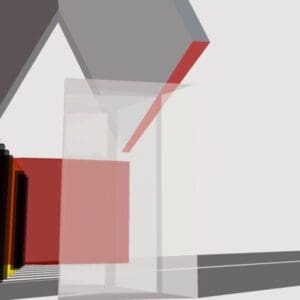 Abstract geometric shapes in layered composition.